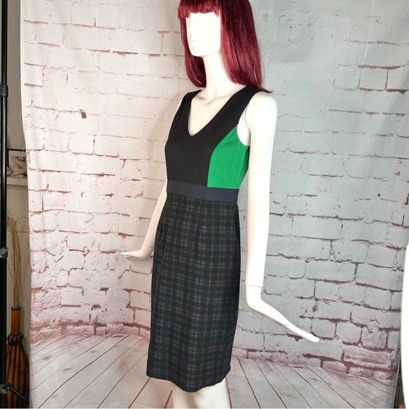BAILEY 44 Plaid Sheath Cocktail Dress Green and Black Colorblock NWT Size Small - Picture 11 of 16